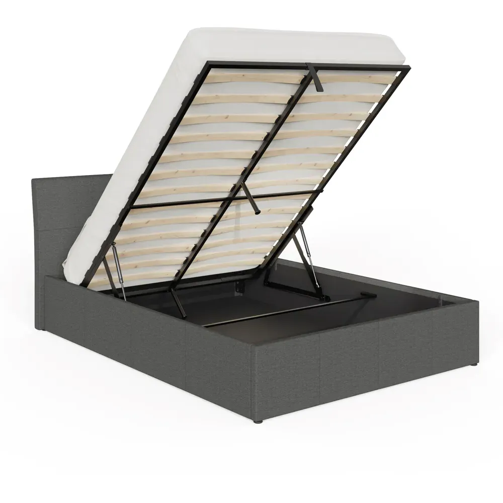 Ascot Double Ottoman Bed with Storage - Grey