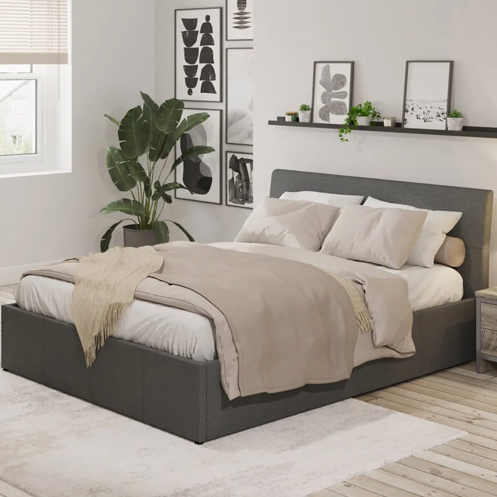 Ascot King Size Ottoman Bed with Storage - Grey