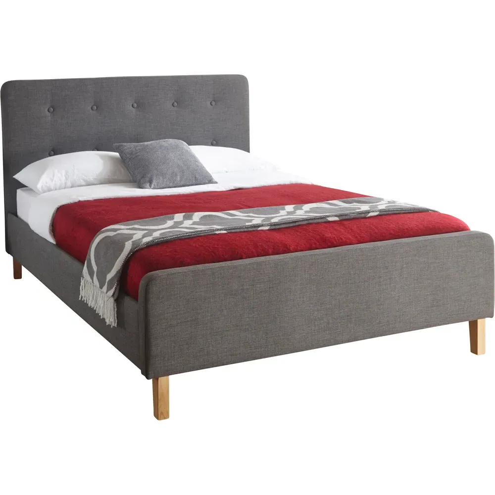 Ashbourne Double Bed Frame - Grey, Hopsack