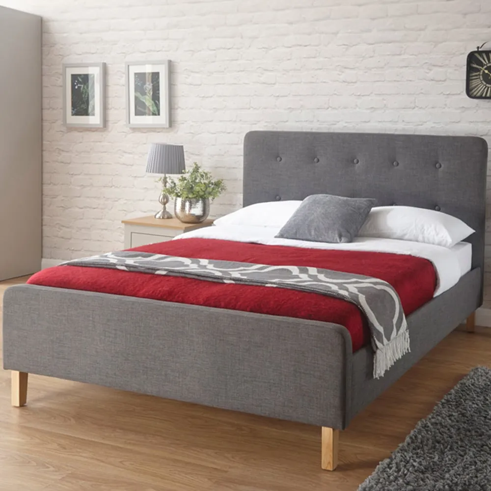 Ashbourne Double Bed Frame - Grey, Hopsack