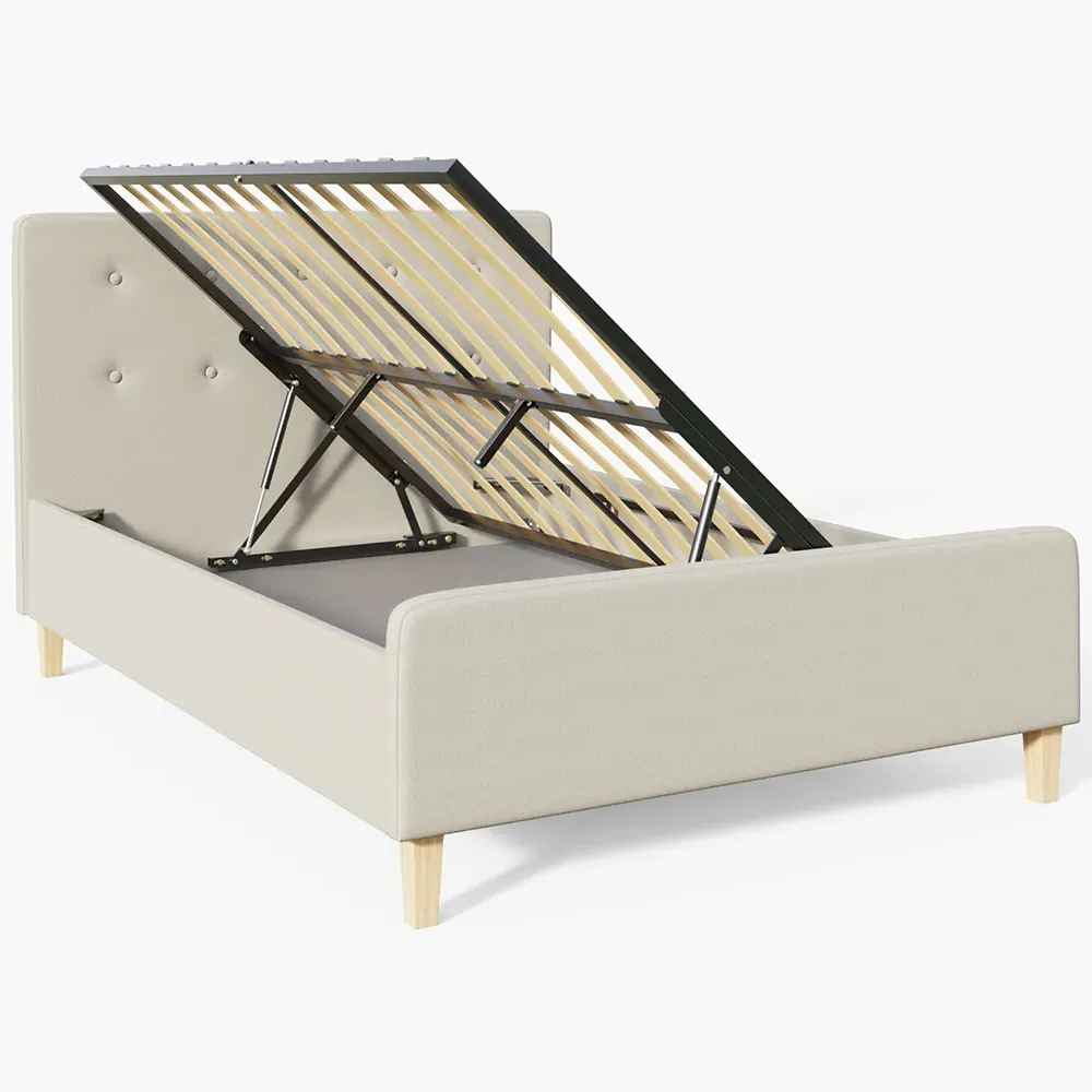 Ashbourne Double Ottoman Bed with Storage - Cream