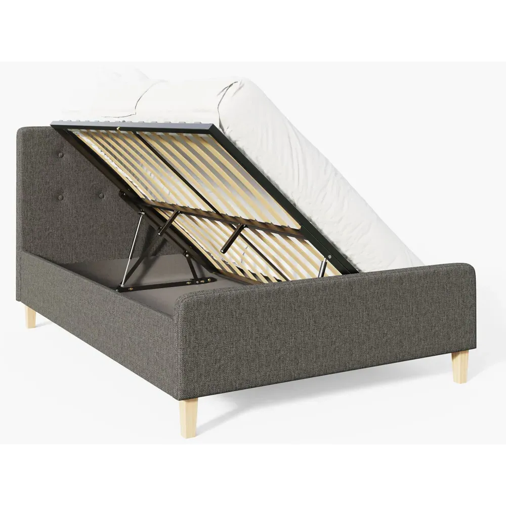 Ashbourne Double Ottoman Bed with Storage - Dark Grey
