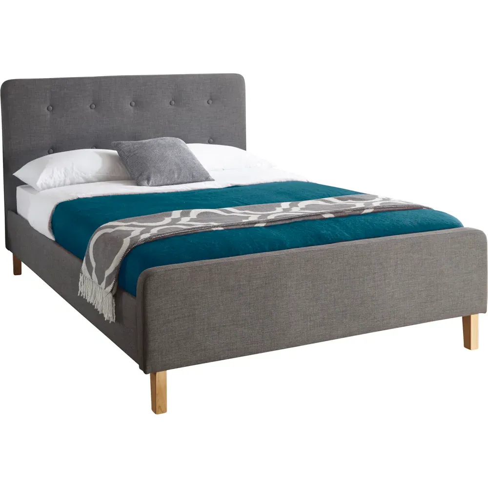 Ashbourne King Size Bed Frame - Grey, Hopsack
