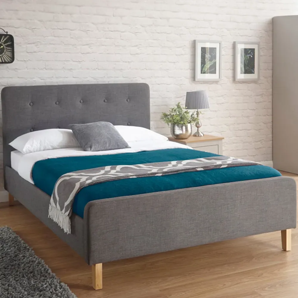 Ashbourne King Size Bed Frame - Grey, Hopsack