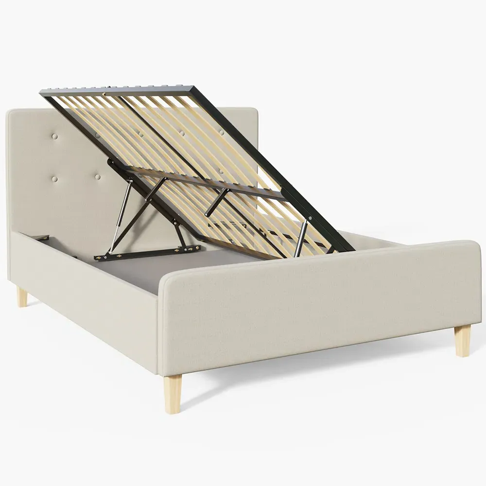 Ashbourne King Size Ottoman Bed - Cream