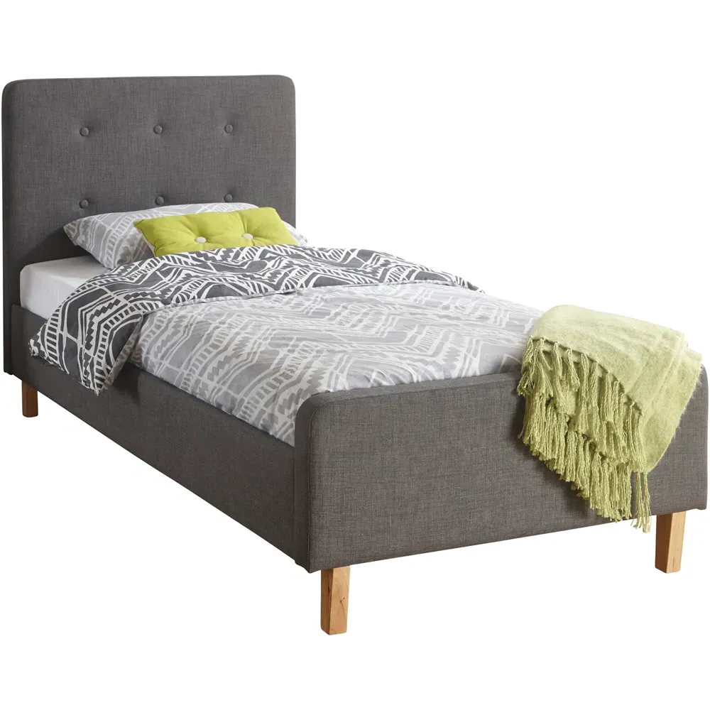 Ashbourne Single Bed Frame - Grey, Hopsack