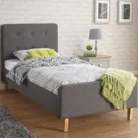 Ashbourne Single Bed Frame - Grey, Hopsack
