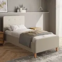 Ashbourne Single Ottoman Bed with Storage - Cream