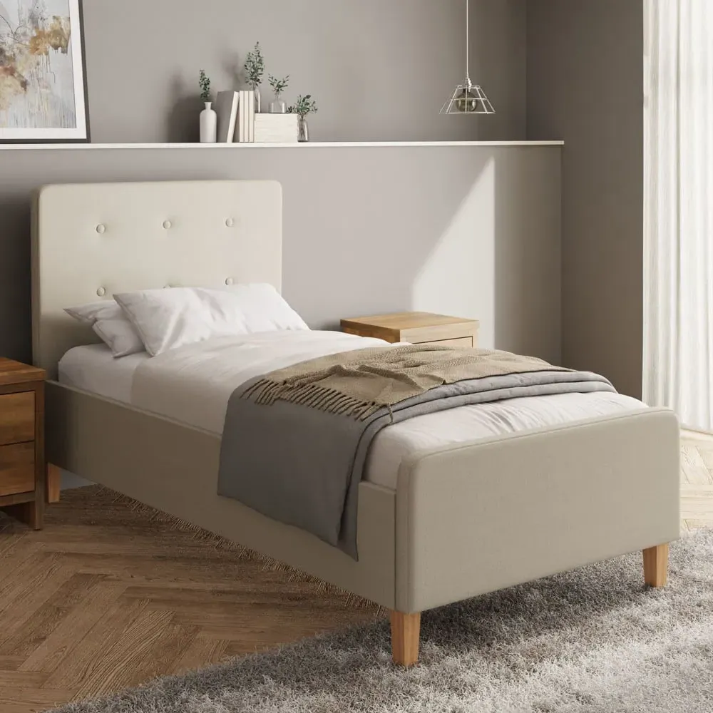 Ashbourne Single Ottoman Bed with Storage - Cream