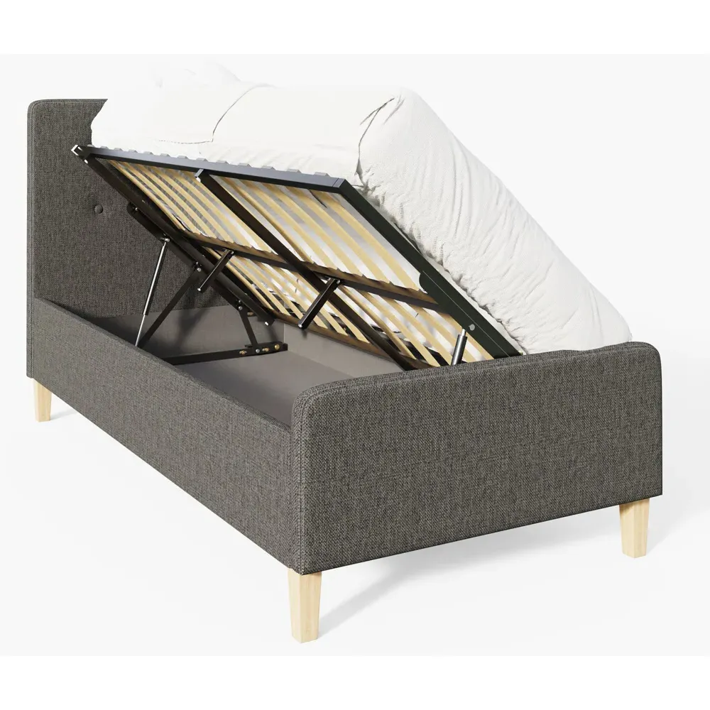 Ashbourne Single Ottoman Bed with Storage - Dark Grey