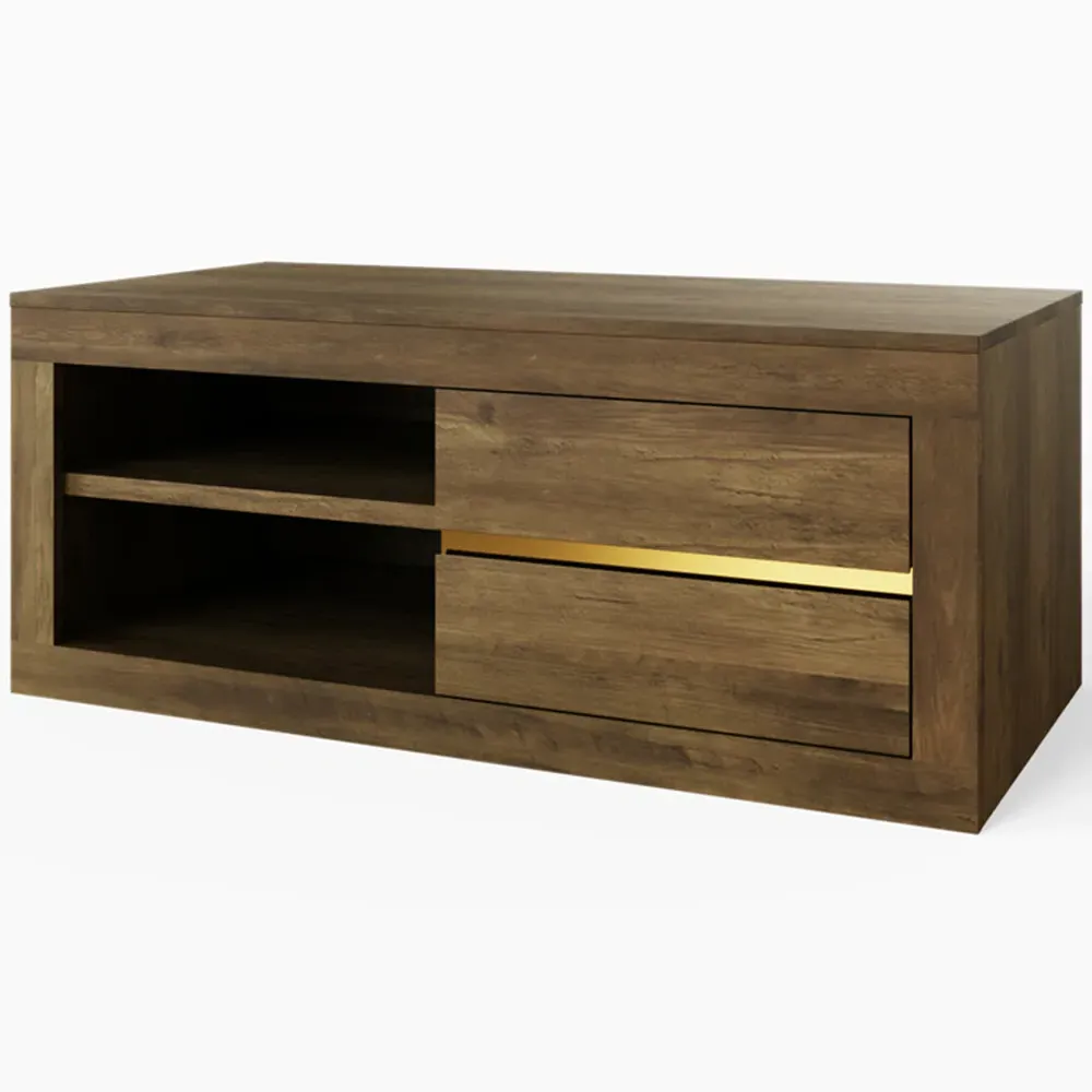 Astley 2 Drawer Coffee Table with Storage - Brown, Knotty Oak