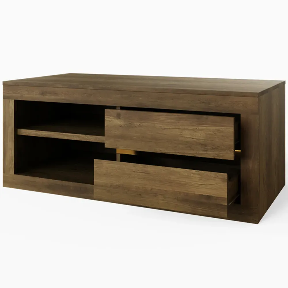 Astley 2 Drawer Coffee Table with Storage - Brown, Knotty Oak