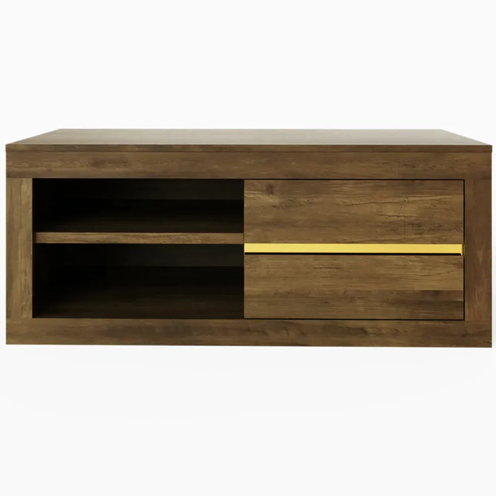 Astley 2 Drawer Coffee Table with Storage - Brown, Knotty Oak