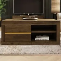 Astley 2 Drawer Coffee Table with Storage - Brown, Knotty Oak