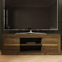 Astley 4 Drawer TV Unit with Open Shelf - Brown, Knotty Oak
