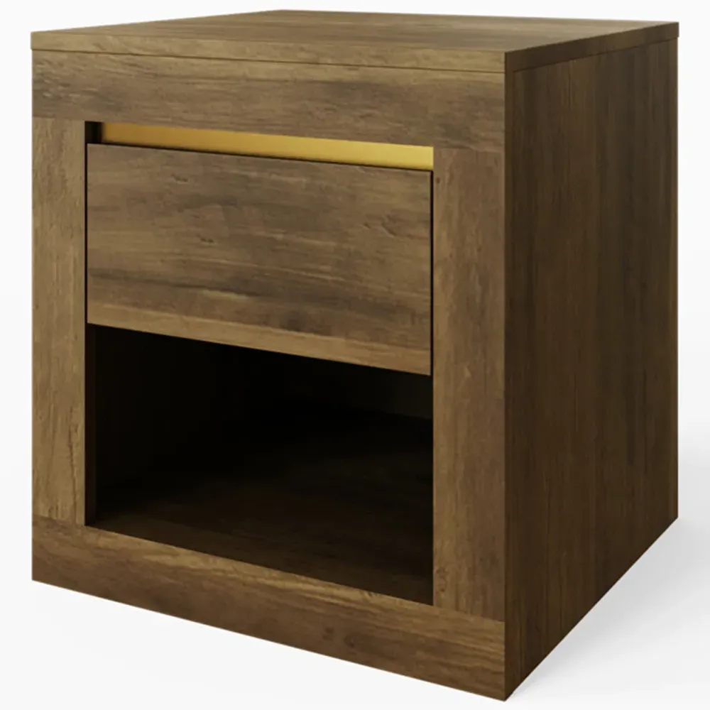 Astley Single Drawer Lamp Table - Brown, Knotty Oak