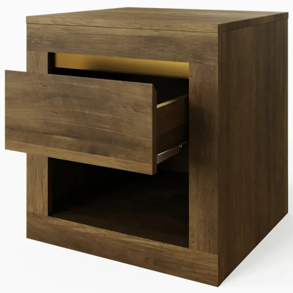 Astley Single Drawer Lamp Table - Brown, Knotty Oak