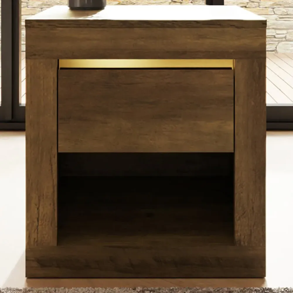 Astley Single Drawer Lamp Table - Brown, Knotty Oak image