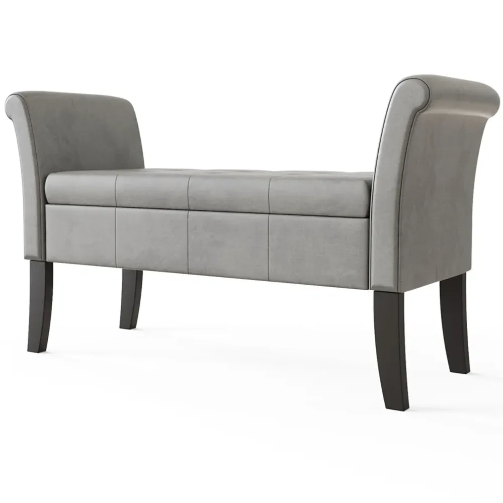 Balmoral Upholstered Window Seat with Storage - Grey