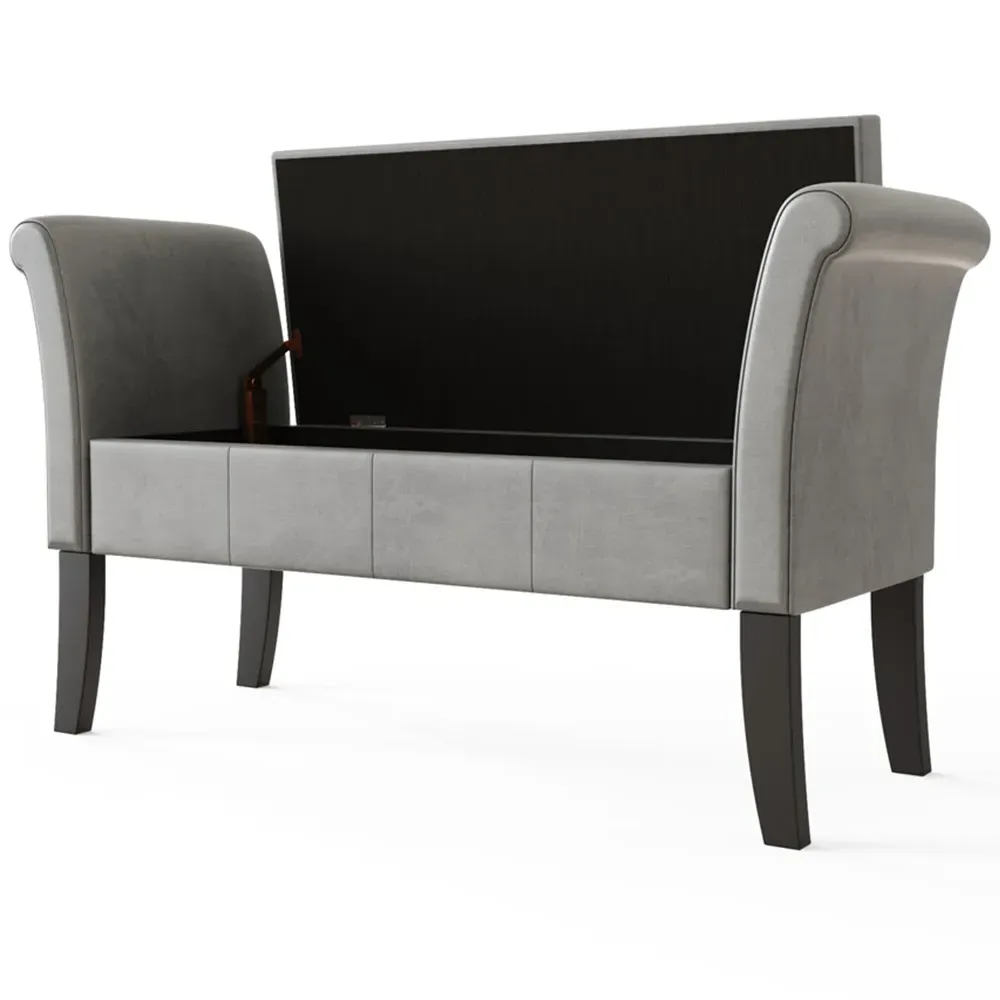 Balmoral Upholstered Window Seat with Storage - Grey