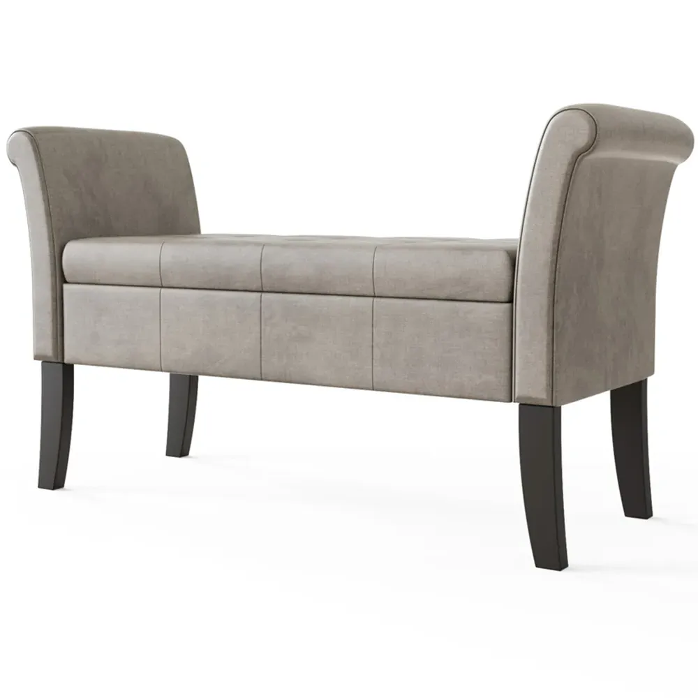 Balmoral Upholstered Window Seat with Storage - Silver