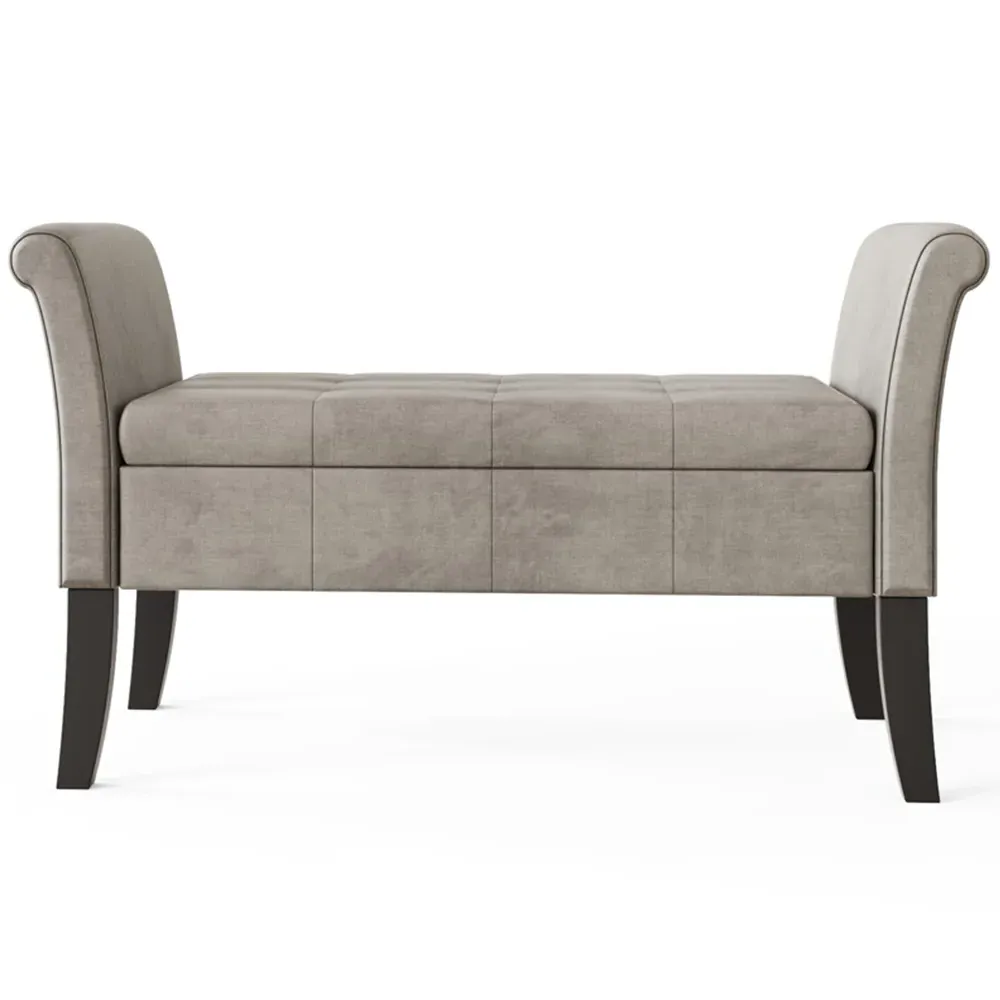 Balmoral Upholstered Window Seat with Storage - Silver