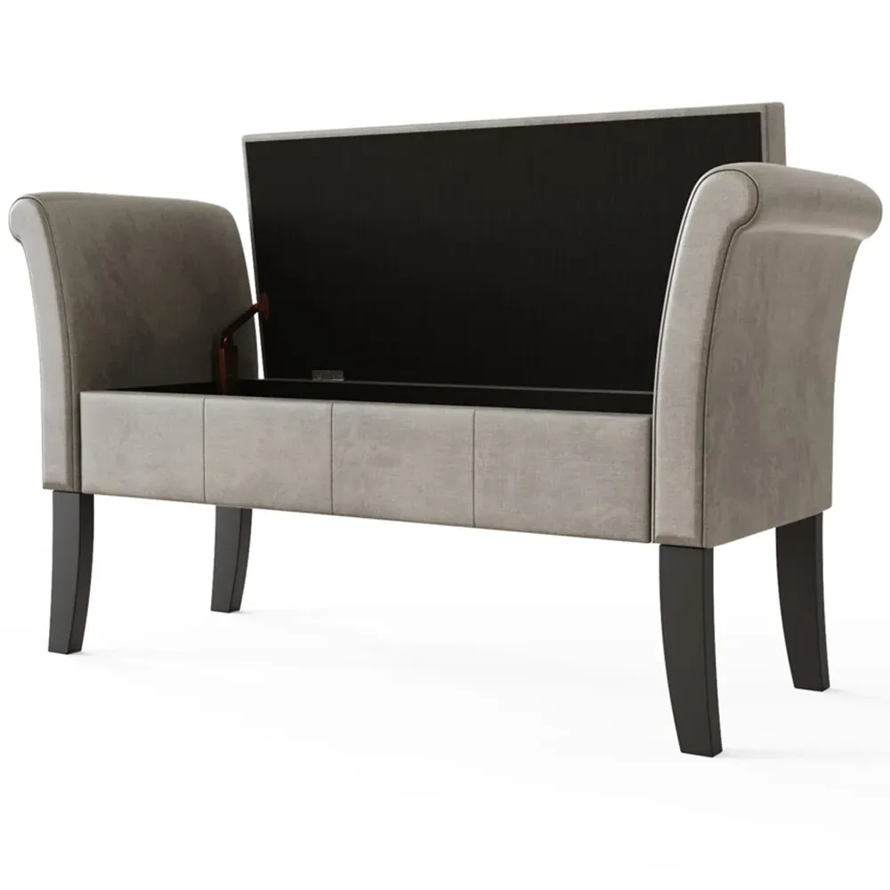 Balmoral Upholstered Window Seat with Storage - Silver