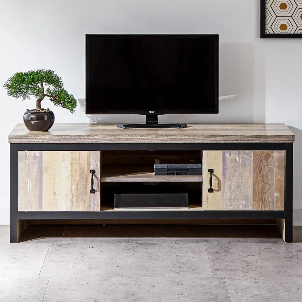 Boston 2 Door 2 Shelf TV Unit - Oak