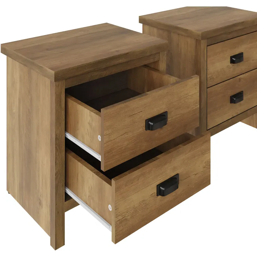 Boston 2 Drawer Bedside Table Set of 2 - Brown, Oak
