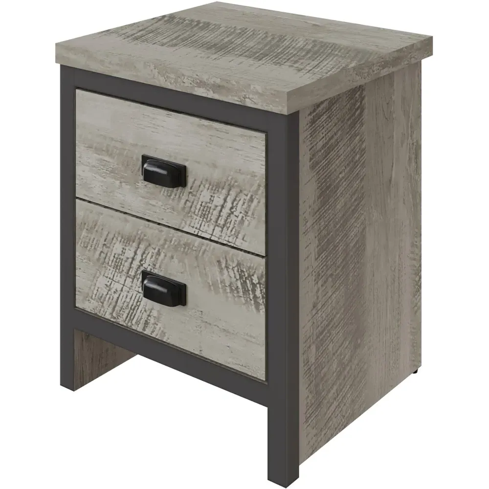 Boston 2 Drawer Bedside Table Set of 2 - Grey