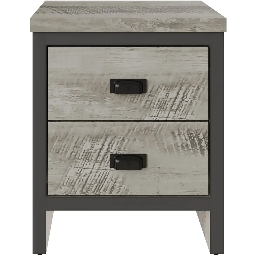 Boston 2 Drawer Bedside Table Set of 2 - Grey