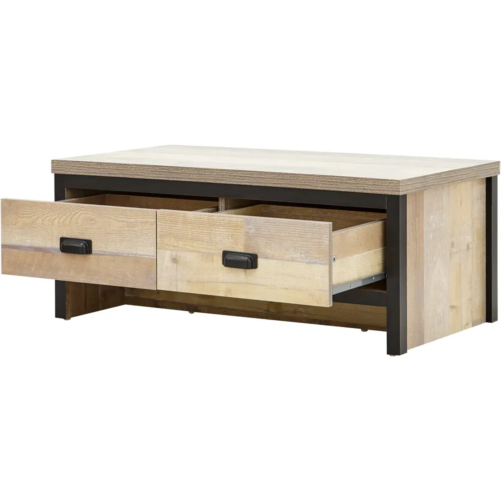 Boston 2 Drawer Coffee Table - Brown, Oak