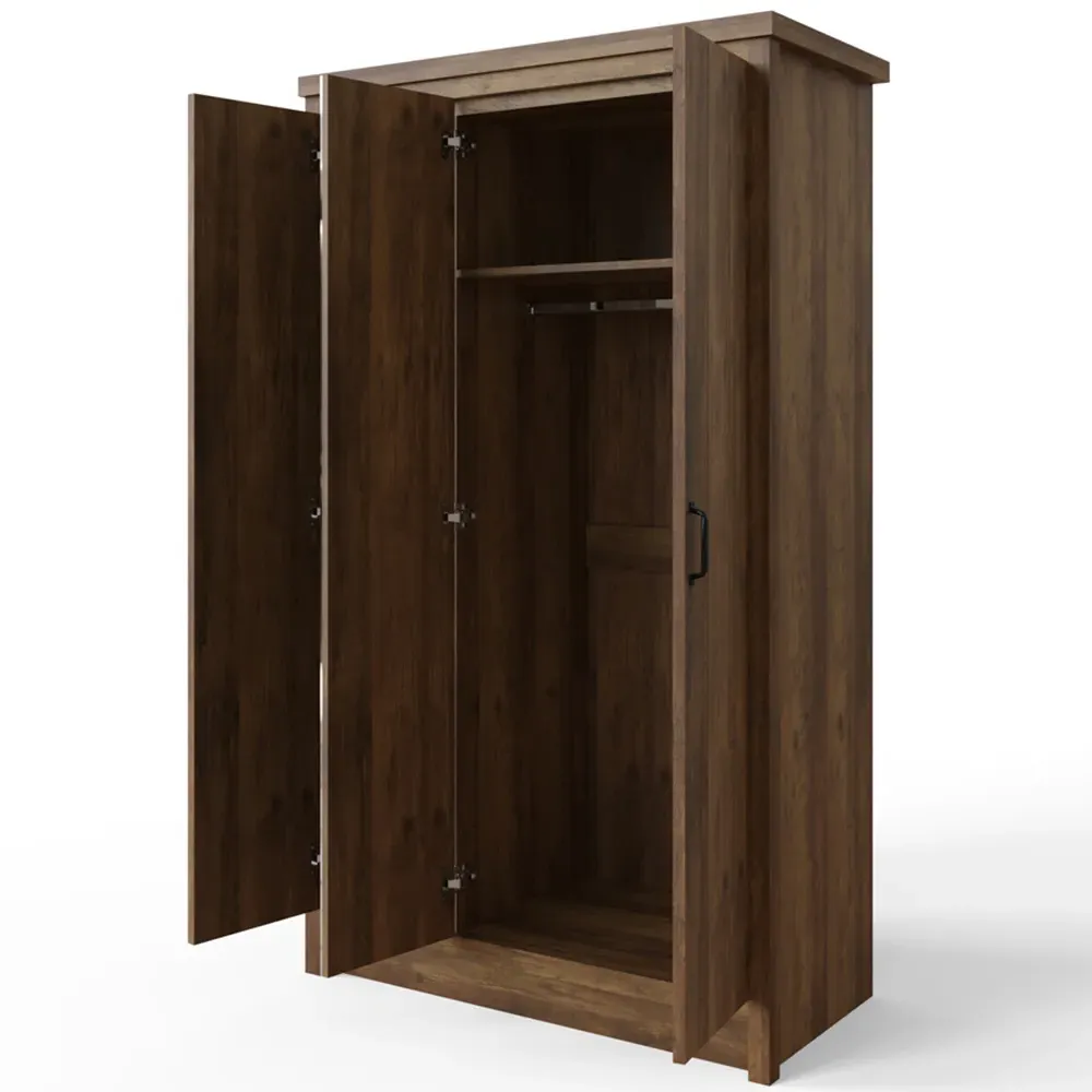 Boston 3 Door Mirrored Wardrobe - Brown, Knotty Oak