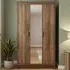Boston 3 Door Mirrored Wardrobe - Brown, Knotty Oak