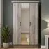 Boston 3 Door Mirrored Wardrobe - Grey