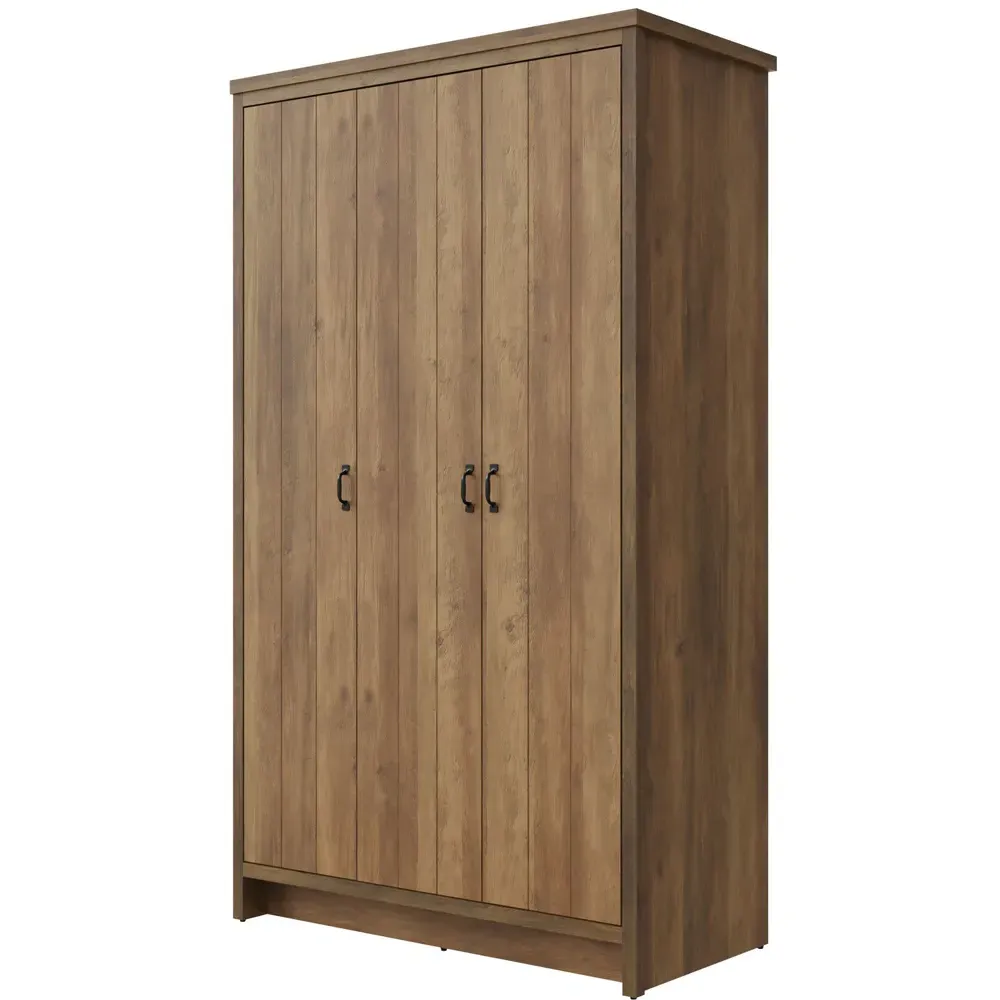 Boston 3-Door Wardrobe - Brown, Knotty Oak