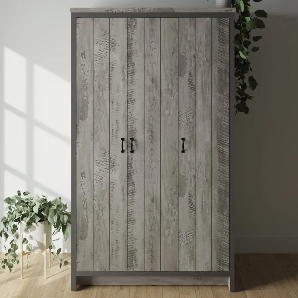 Boston 3-Door Wardrobe - Grey