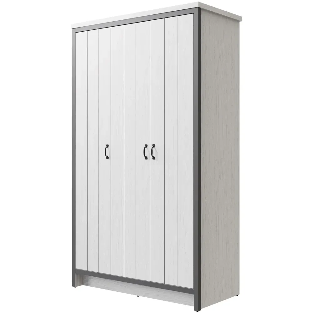 Boston 3-Door Wardrobe - White, Oak