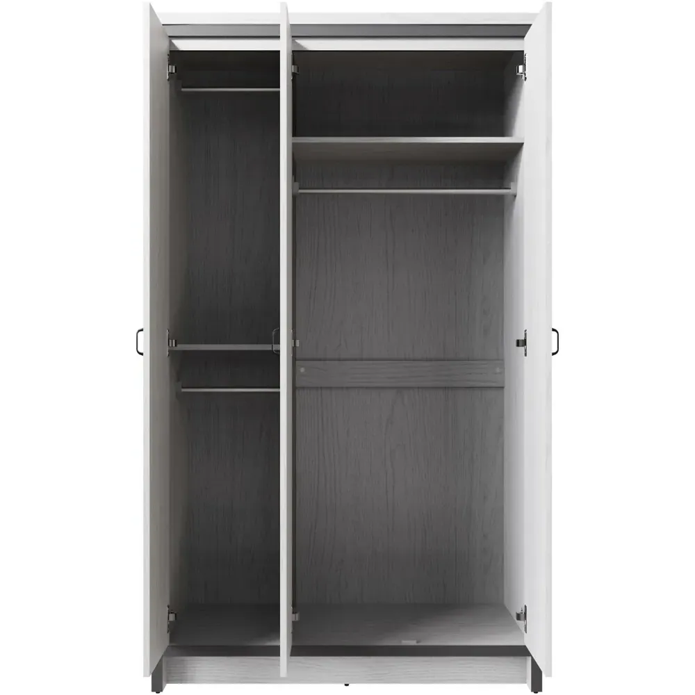 Boston 3-Door Wardrobe - White, Oak