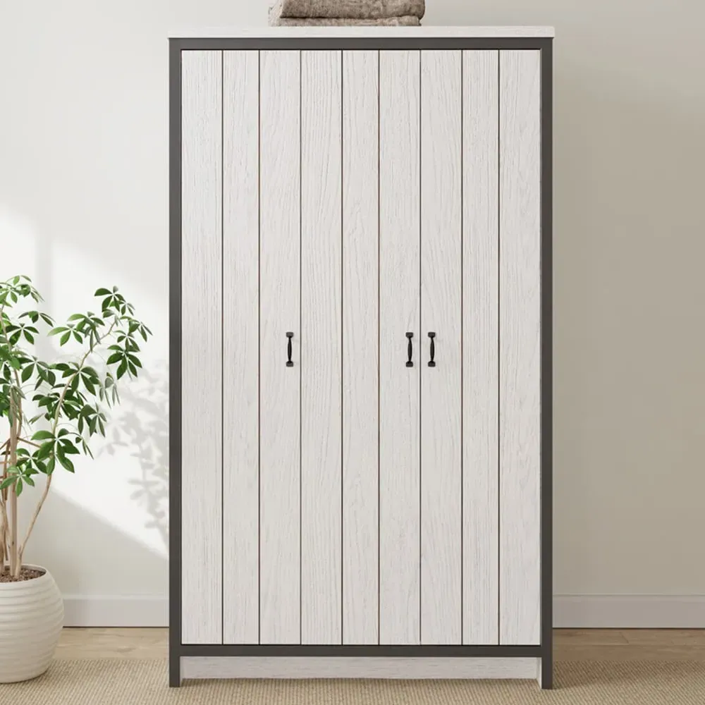 Boston 3-Door Wardrobe - White, Oak