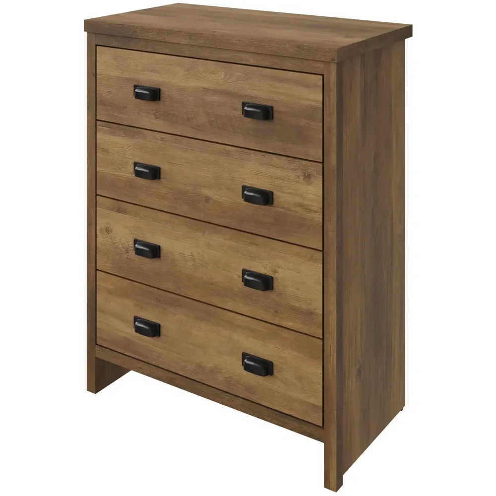Boston 4 Drawer Chest of Drawers - Brown, Knotty Oak