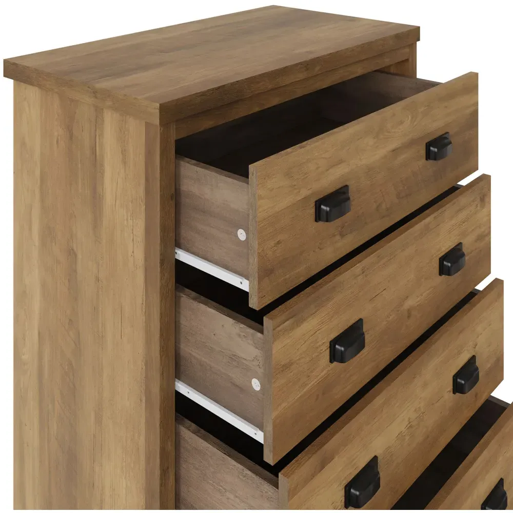 Boston 4 Drawer Chest of Drawers - Brown, Knotty Oak