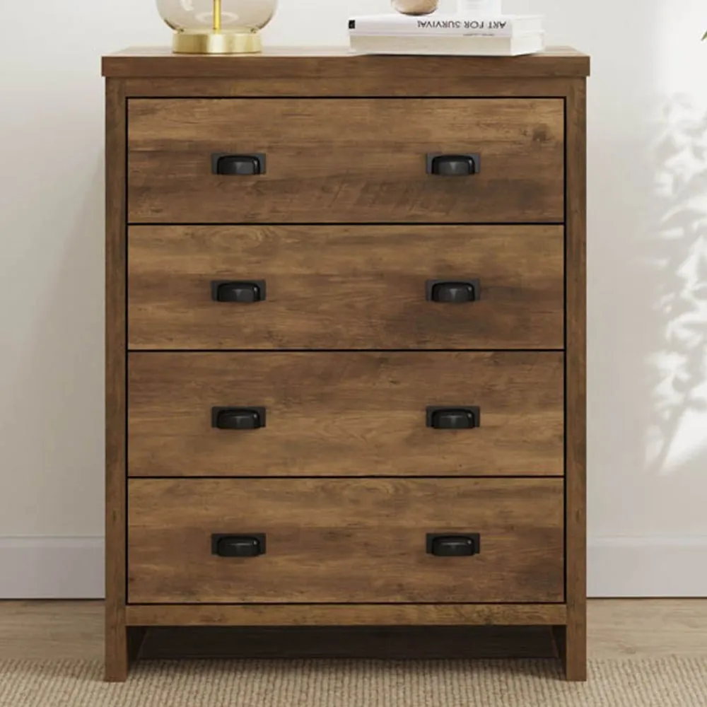 Boston 4 Drawer Chest of Drawers - Brown, Knotty Oak image