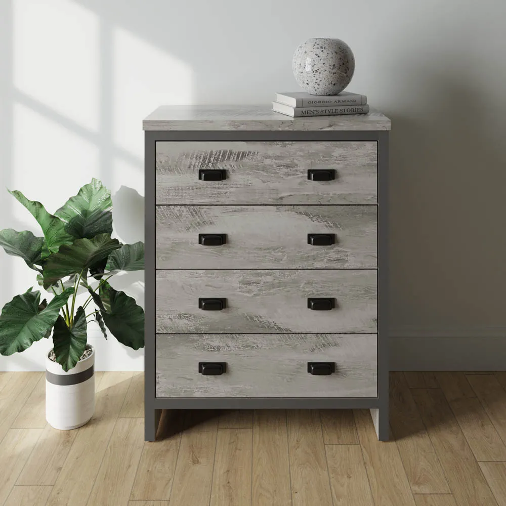 Boston 4 Drawer Chest of Drawers - Grey