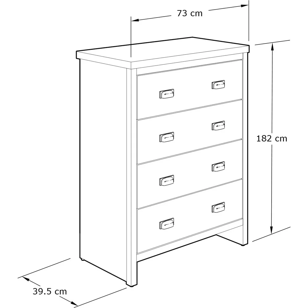 Boston 4 Drawer Chest of Drawers - Grey