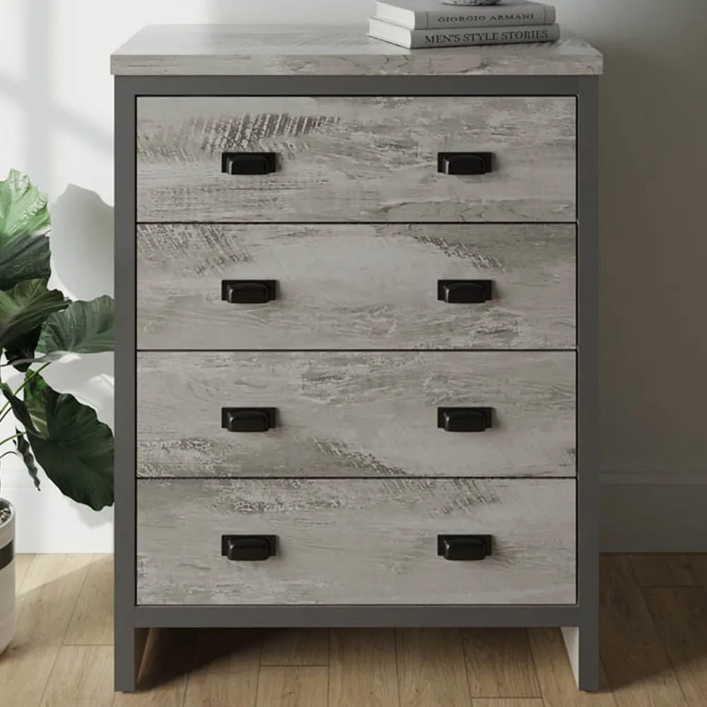 Boston 4 Drawer Chest of Drawers - Grey