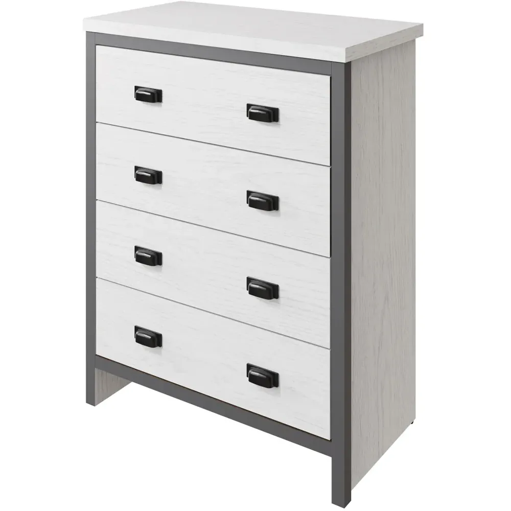 Boston 4 Drawer Chest of Drawers - White, Oak