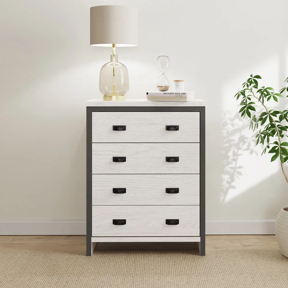 Boston 4 Drawer Chest of Drawers - White, Oak