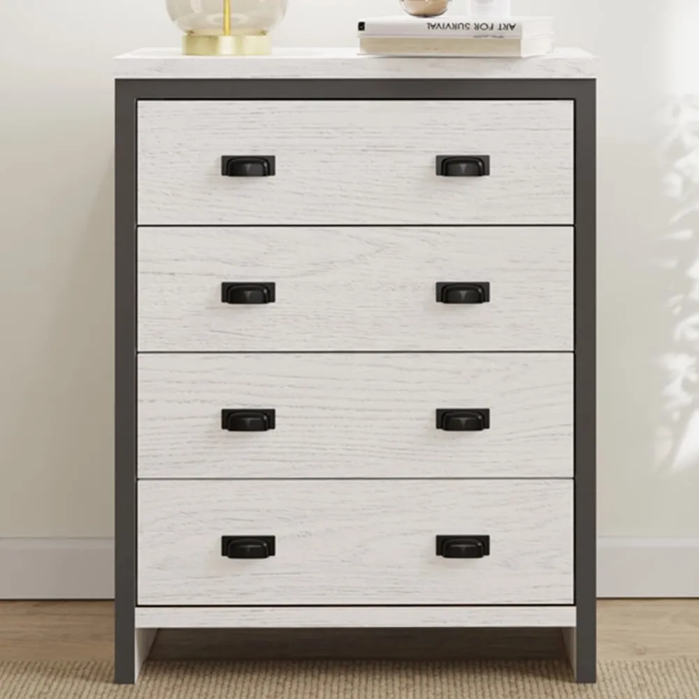 Boston 4 Drawer Chest of Drawers - White, Oak