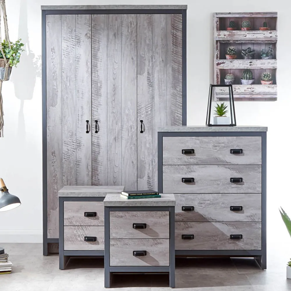 Boston 4 Piece Bedroom Furniture Set - Grey image